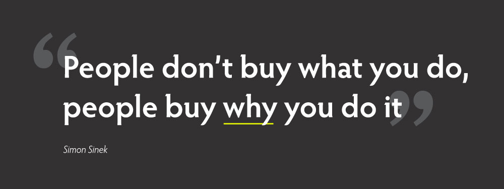 quote: People don’t buy what you do, people buy why you do it. by Simon Sinek