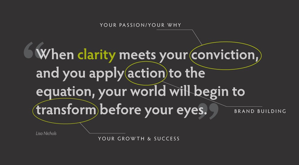 Quote: When clarity meets your conviction, and you apply action to the equation, your world will begin to transform before your eyes. by Lisa Nichols
