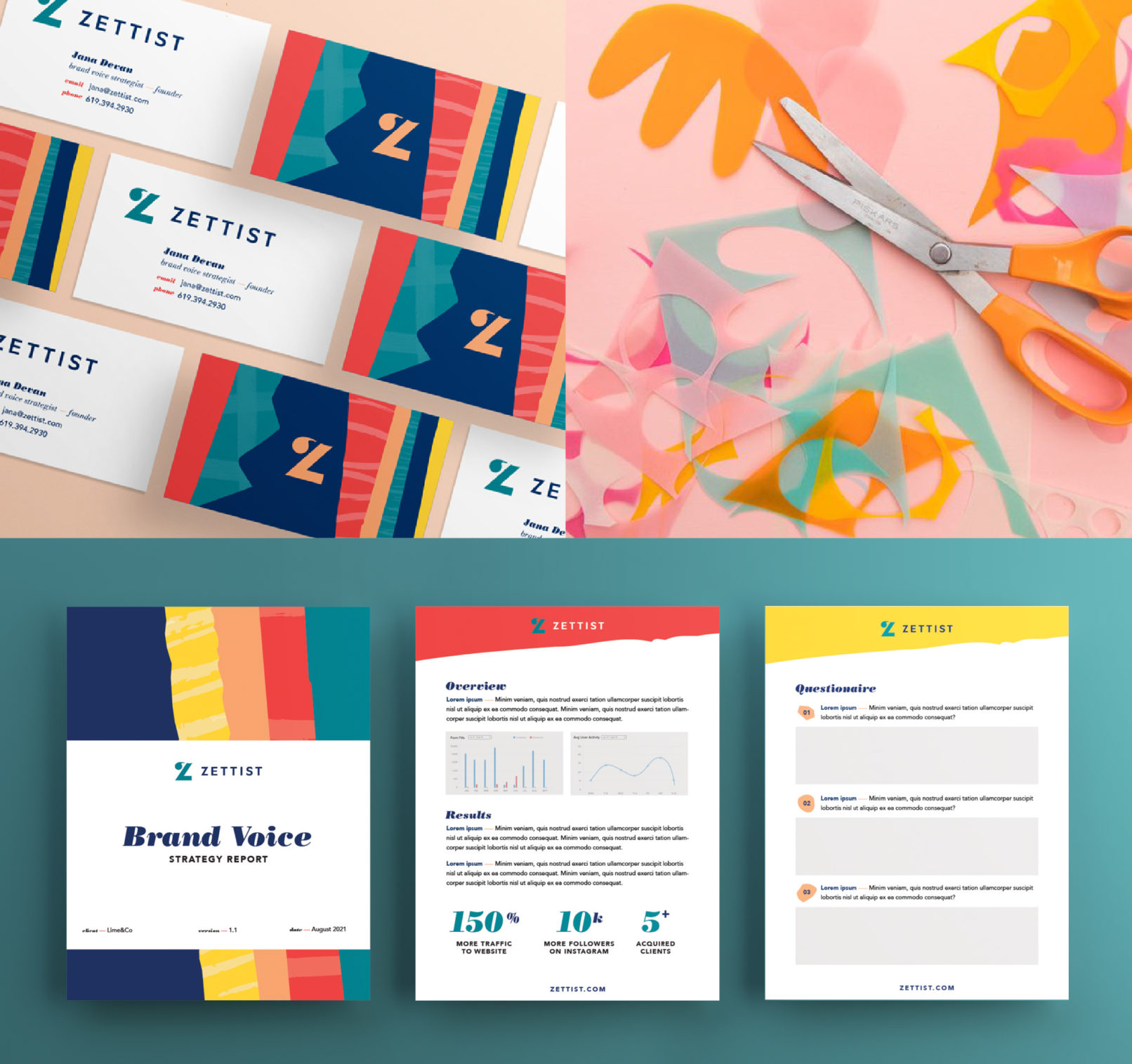 Marketing Company Branding: Collateral Items Business Card, Brand Voice sheets
