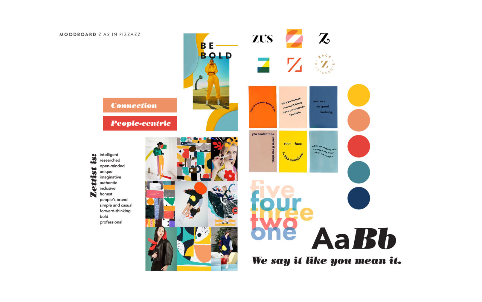 Marketing Company Branding: visual moodboard of the Zettist Brand identity