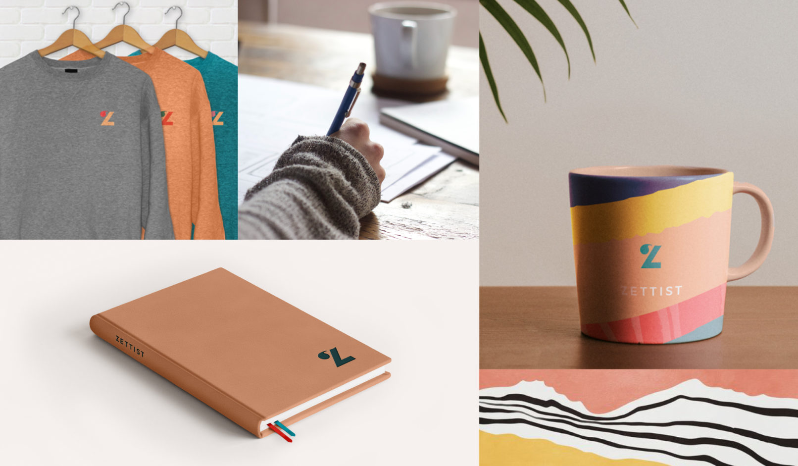 Marketing Company Branding: Collage of the brand identity on different brand applications and collateral