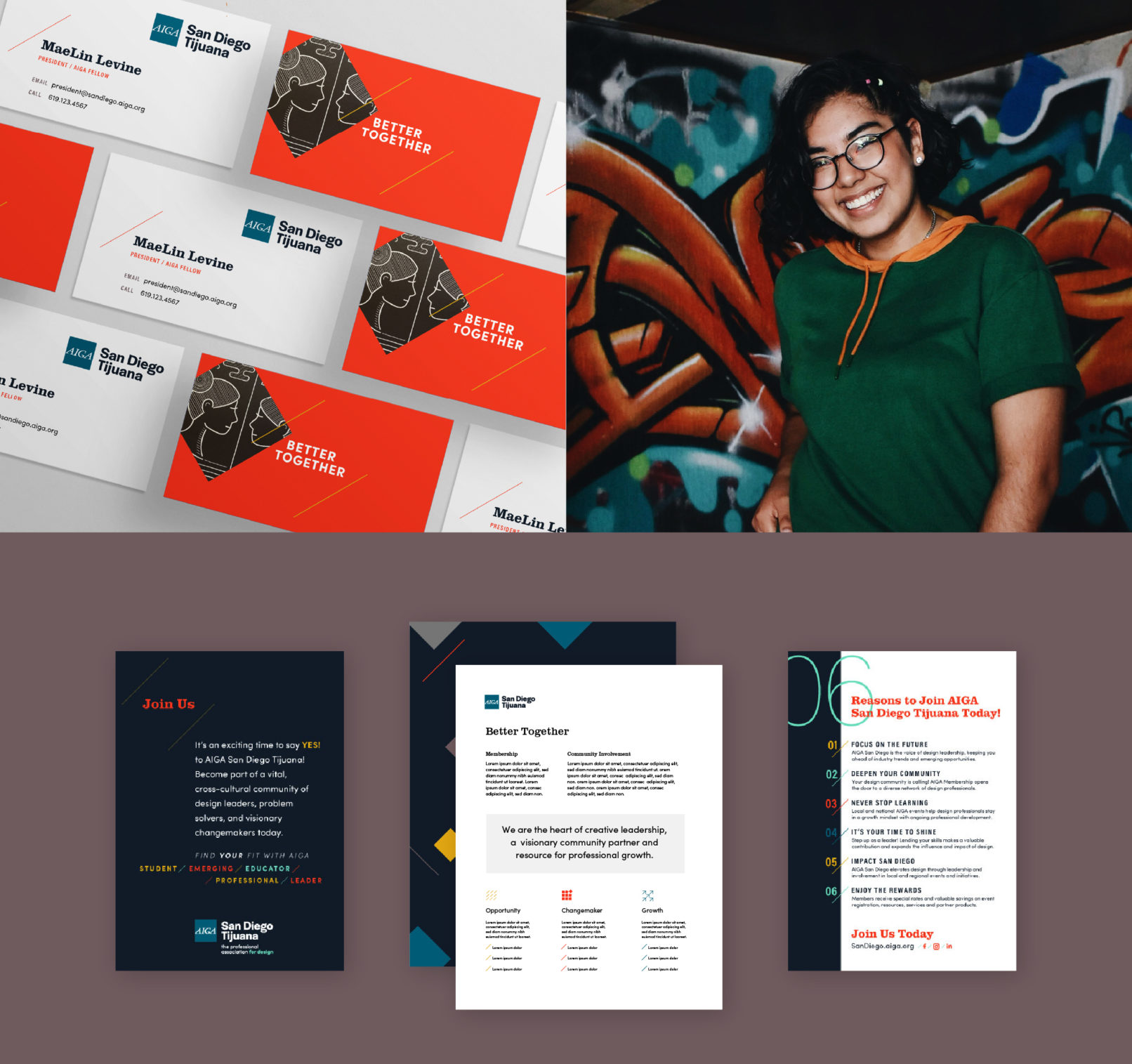 different application samples: Business Cards, Membership Flyer