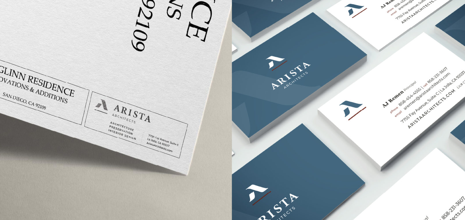 Arista Brand Identity Application Samples: Title Block and Business Card