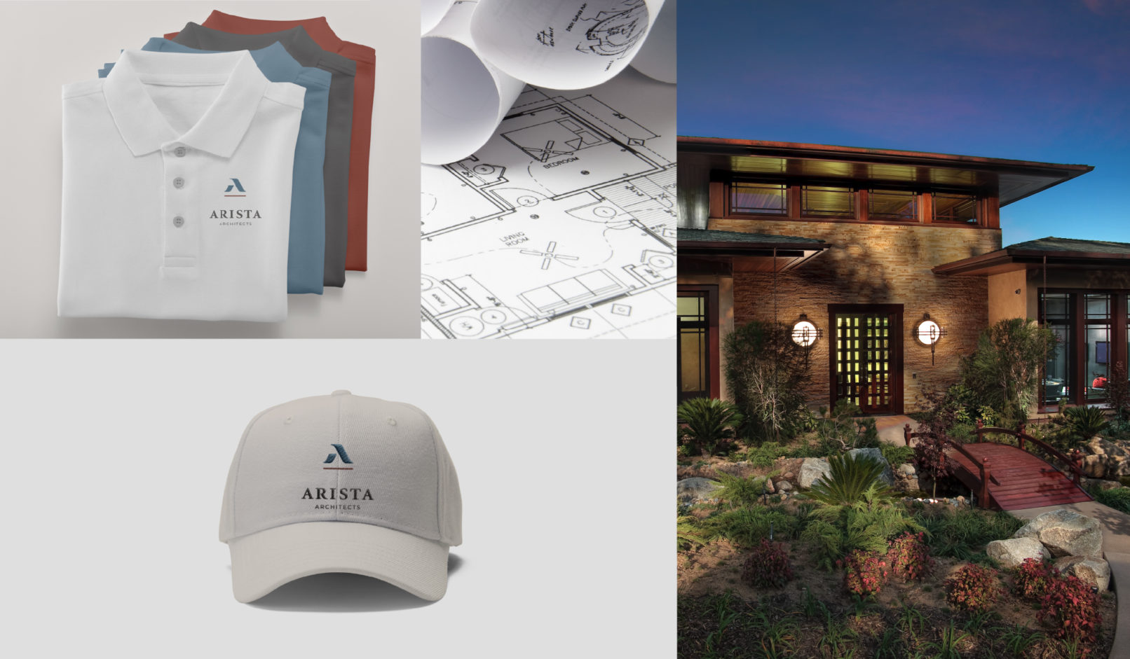 Arista Brand Identity Application Samples: Polo Shirts, Hat
