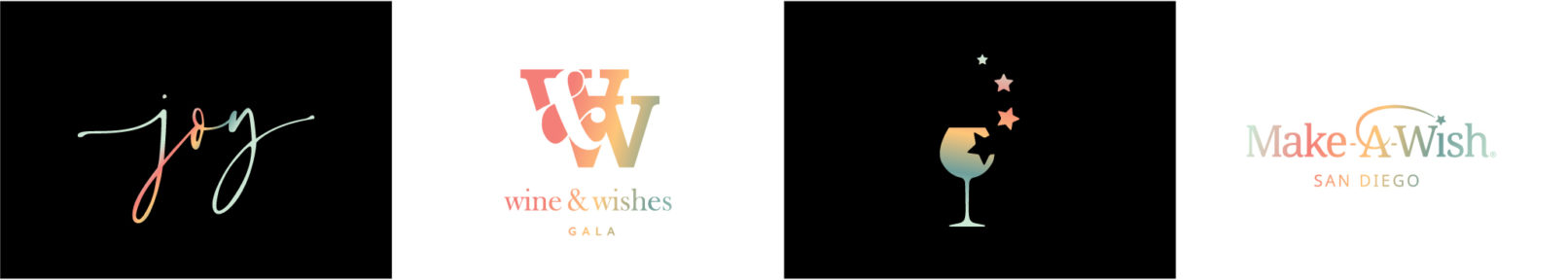 Event Branding Make-A-Wish Wine & Wishes Gala: different logos and icons used for the event branding