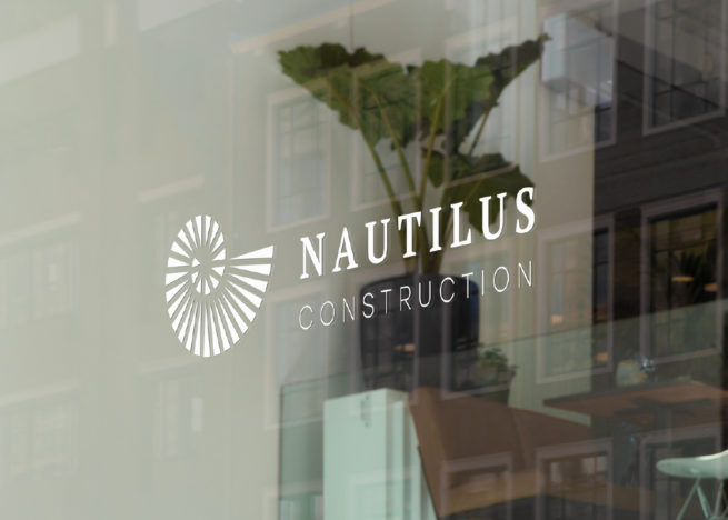 Nautilus Branding logo on office window