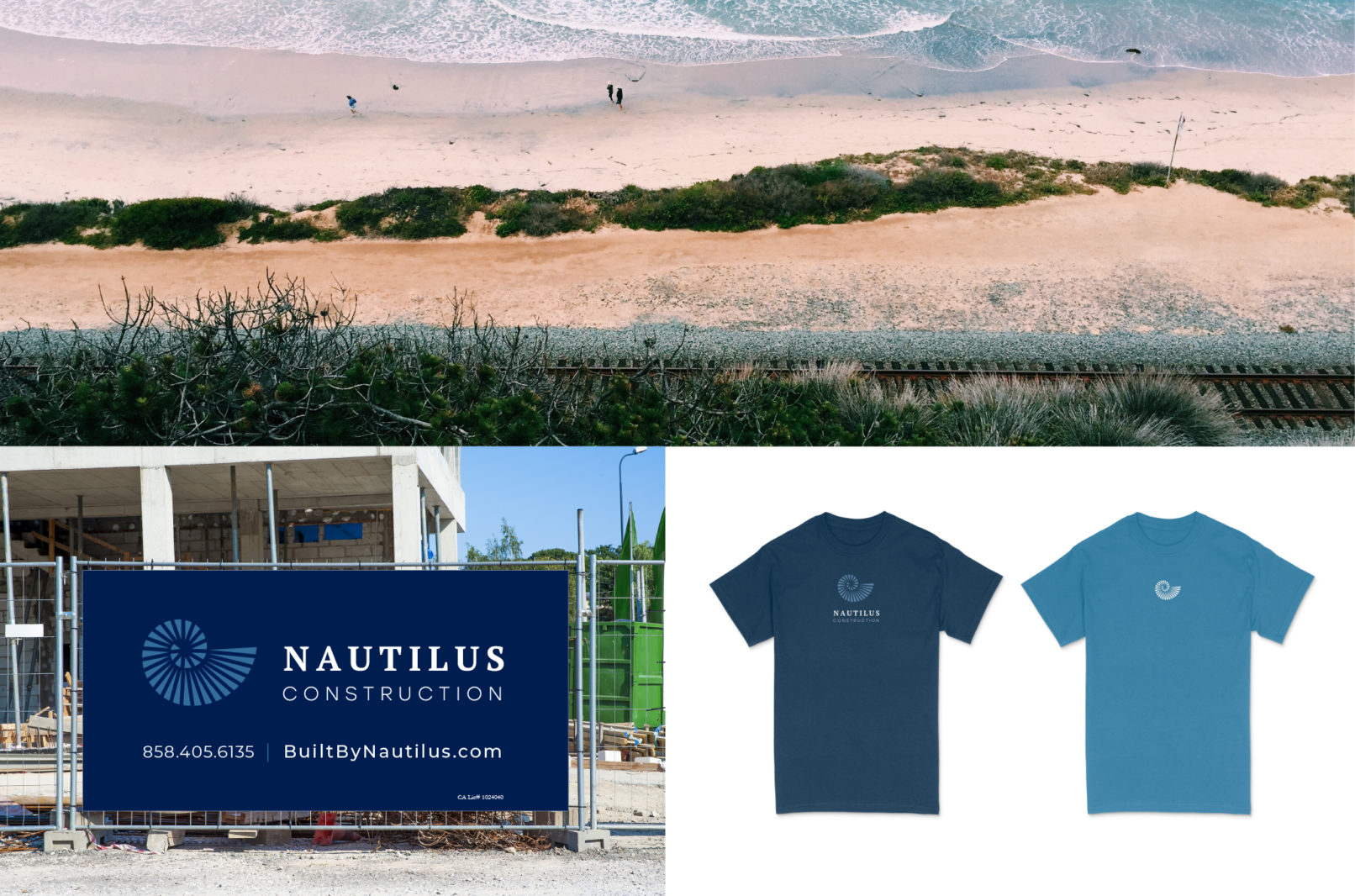 Nautilus Branding Application: Construction Fence sign and shirts