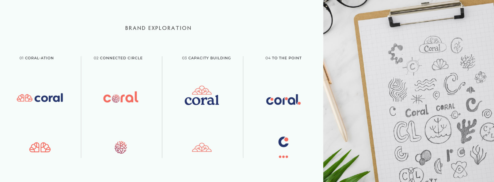 Research Lab Branding San Diego: CORAL logo options, showing 4 different logos that were presented to the client