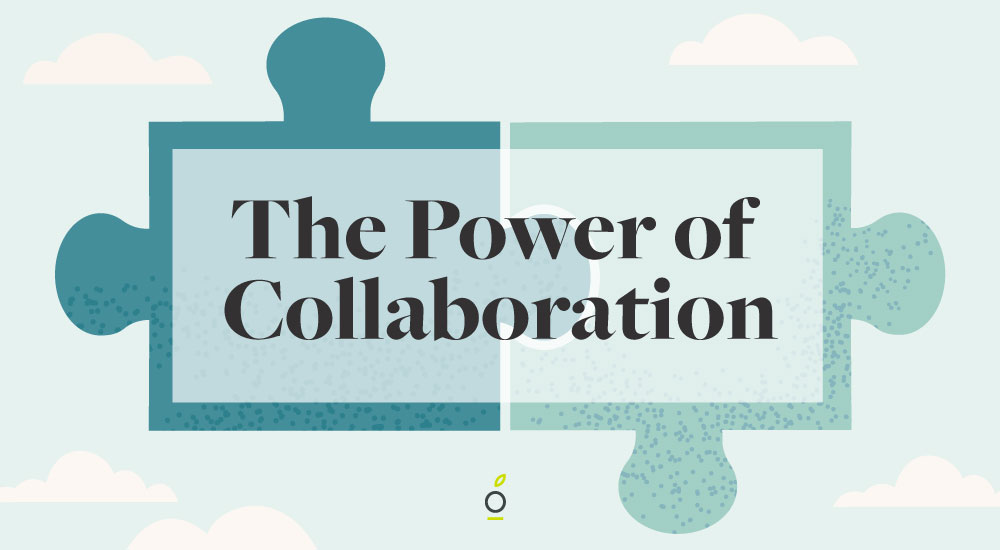2 puzzle pieces coming together, header: The Power Of Collaboration