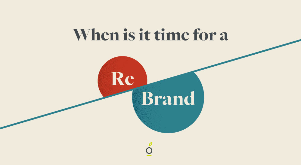 Image showing the word Re and Brand split up, with the header "when is it time for a rebrand"